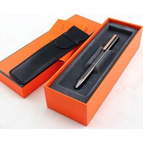 Luxury Metal Ballpoint pen Business office sign pens for gift school writing pen students stationery supplies Leather pencil bag