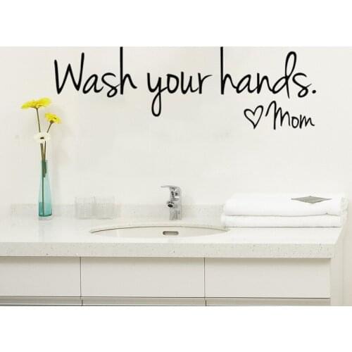 Removable Wash Your Hands Wall Sticker For Bathroom Kitchen Toilet Glass Home Decoration Art Mural Vinyl Waterproof Wall Decals