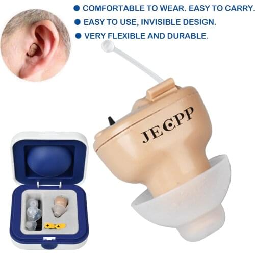 JECPP Hearing Aids Sound Amplifier Battery Powered Hearing Aid with Storage Case Cleaning Brush for Adults & Seniors
