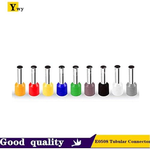 100pcs E0508 Tubular Wire Cold Pressure Connector Electrical Terminals Cable Crimps Wire Ferrules For 0.5mm2, 22 AWG Wire VE0508