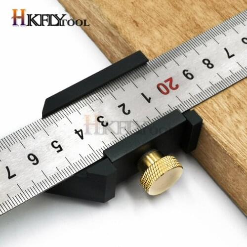 Carpentry DIY Woodworking Angle Scriber Steel Ruler Positioning Block Line Scriber Gauge Aluminum Alloy For Measuring Tools