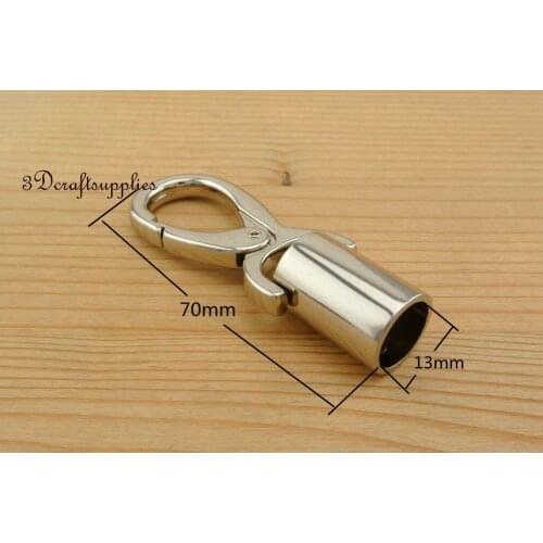 Cord end caps rope end stopper with hook 1.3 cm silver 6 pieces AC121