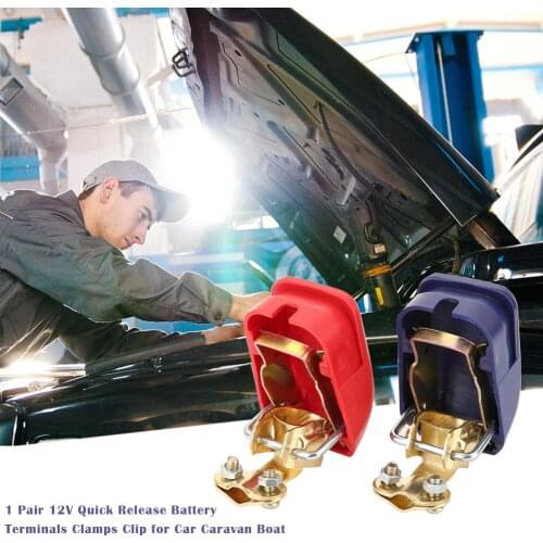 1 Pair 12V Positive & Negative Electrode Quick Release Battery Terminals Clamps Clip for Car Caravan Boat Motorcycle Car-styling