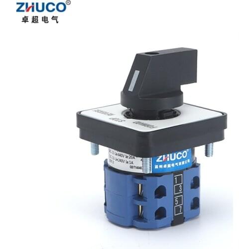 ZHUCO SZW26/LW26-20 64X64 mm 48X48 mm Panel mount 20A 660V 2 Pole 8 screws Power Knob Selection Cam Rotary Changeover Switch