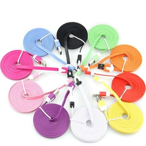 1M 2M 3M 8pin Noodle Flat USB Cable Data Sync Charger Adapter coble For Apple iPhone 5/5s/5c/6/6plus/7/8/X/xs wholesale 500pcs