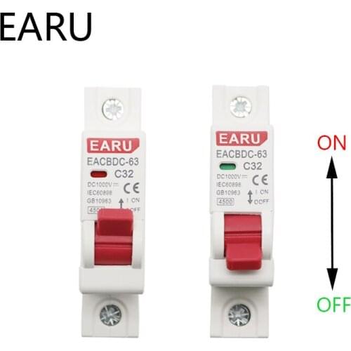 1pc DC 1000V 1P Solar Mini Circuit Breaker Overload Protection Switch 6A 10A 16A 20A 25A 32A 40A 50A 63A MCB for Photovoltaic PV
