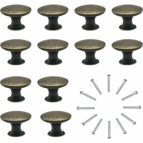 12Pcs Vintage Cupboard Drawer Door Knobs Round Cabinet Door Handle Retro Door Pulls Drawer Knobs Home Hardware Send screws