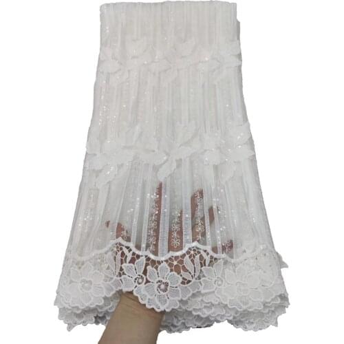 2021 High Quality African Nigerian Lace Fabric Embroidery Swiss French Tulle Pure Cotton 5yards Wedding Party Dress Guipure J170