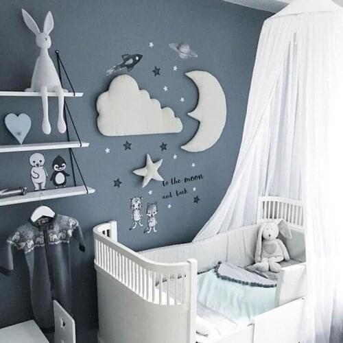 3pcs/set Moon Star Wall Decor INS Nordic Style Cotton Cloud Ornaments Kids Room Wall Stickers photography props Baby Gift Toys