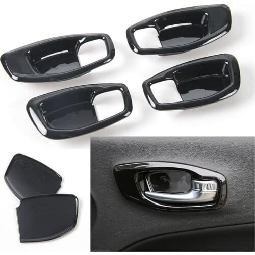 8Pcs/set Black/Sliver/Carbon ABS Interior Car Door Handle Bowl Decoration Frame Cover Trim Styling Fit For Compass 2017