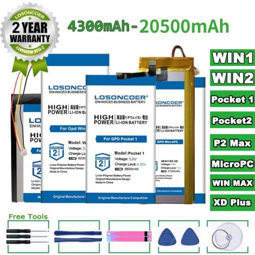 LOSONCOER Battery 18000mAh For GPD WIN 1,WIN 2,Pocket 1,624284-2S Pocket 2,XD Plus ,WIN MAX,P2 Max,4841105-2S MicroPC Battery