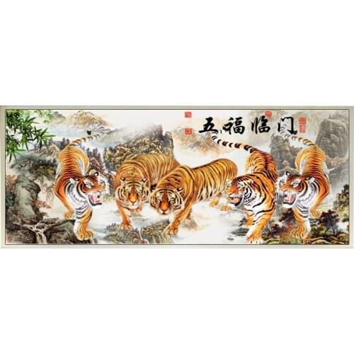 5d Diamond Painting Full Drill Round Rhinestones Diy Diamond Mosaic Cross Stitch Kits Diamond Embroidery Five Tigers Animals