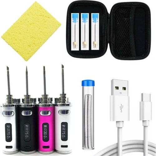 Wireless battery soldering iron USB portable rechargeable soldering iron 1W-75W power adjustable soldering iron set