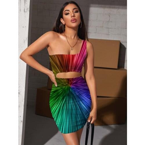 Giyu Brand Dizziness Dress Women Abstract Vestido Sexy Line Bodycon Dress Colorful Hollow out Dresses Womens Clothing Party