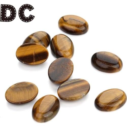10pcs/lot Natural Stone Cabochon Beads Oval Yellow Tiger Eye Bead Dia 10x14/13x18/18x25mm DIY Necklace Earring Jewelry Making