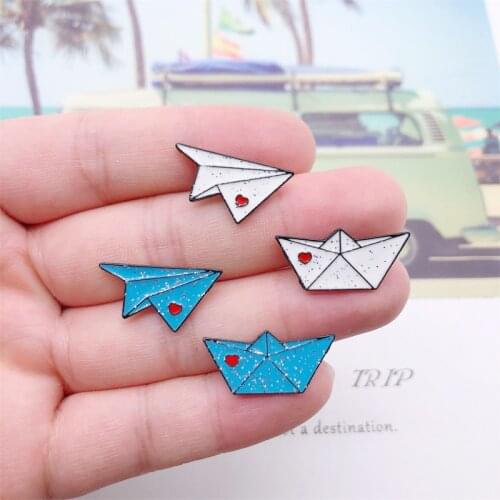 Childhood Plane Boat Enamel Pins Clothing Bag Lapel Pin Jewelry Cute Brooch Gifts for Friends Wholesale