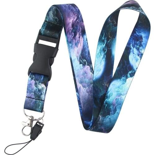 ER046 High Quality Clouds Painting Art Key Chain Buckle Lanyard Neck Strap For Phone Keys ID Card Creative Lanyards