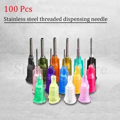 1/2" 100 Pcs/Set Threaded mouth Dispensing Needle Welding Fluxes Welding Tools Suitable All Glue Liquid Solder Dispenser Needle