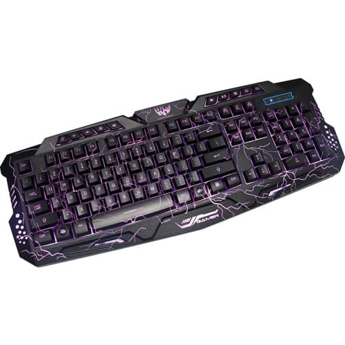 Gaming Keyboard Mouse Combos Purple/Blue/Red RGB Breathing LED Backlight USB Wired keyboard for PC Arabic/Russian/Hebrew/Spanish