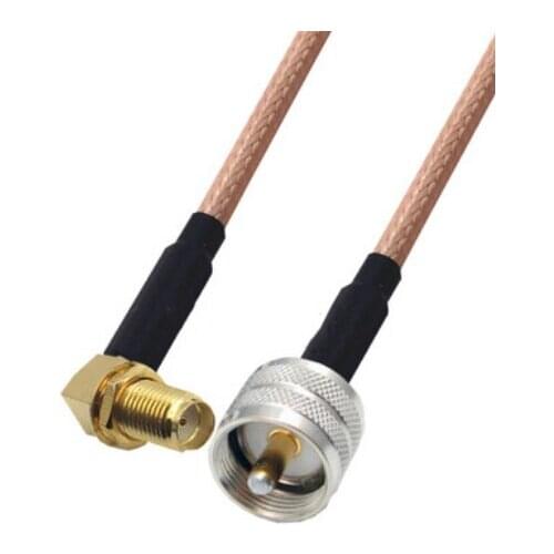 RG400 Cable SMA Female Right Angle to UHF PL259 Male Double Shielded Copper Braid Coax Low Loss Jumper Cable