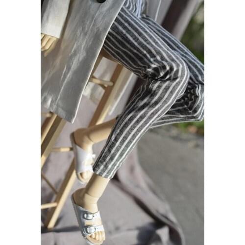[wamami] Grey White Striped Hemp Tie Pants 1/3 1/4 SD17 BJD Dolls Dollfie Outfits