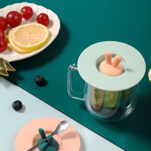 Rabbit Ear Silicone Cup Lid Creative Leakproof Dust-proof Mug Lid Household Sealed Cup Cap Multi-purpose