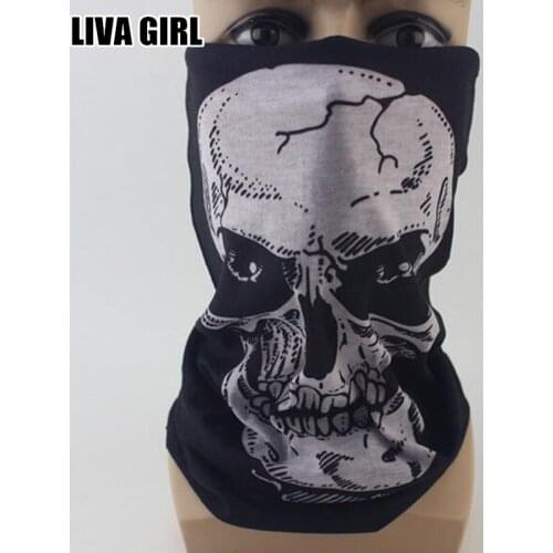 Liva Girl Cool Skull Skeleton Masks Scary Cosplay Motorcycle Bicycle Multifunction Mask Scarf Half Face Cap Skullies Accessory