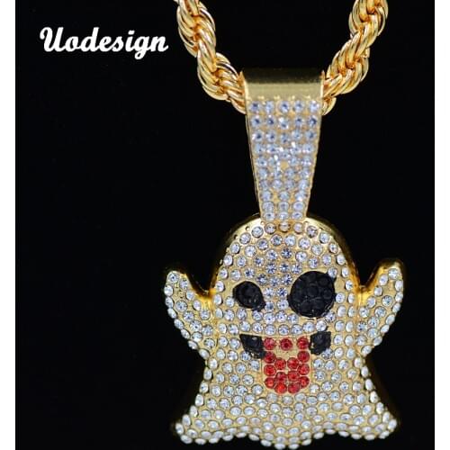 Men Hip hop Iced out A Dream of Elves Big Ghosts Necklace Hip Hop gold sliver CZ Stone Jewelry