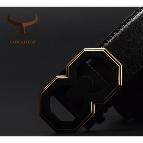COWATHER Belt for men cow genuine leather men belt top quality alloy automatic buckle cowhide male strap free shipping CZ149