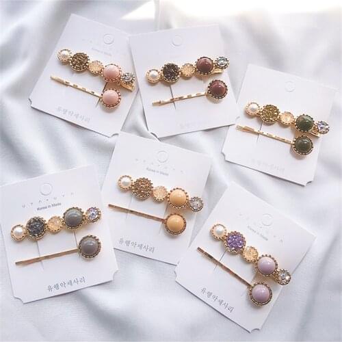 Hair Grip Clip Sets Hairpin For Women Girl Rhinestone Acrylic Geometric Korean Handmade Fashion Head Accessories Mujer Wholesale