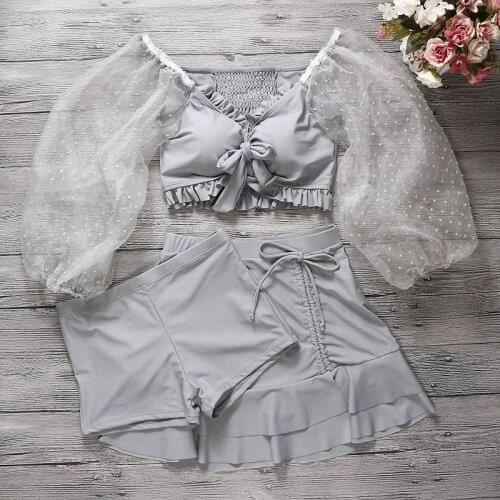 2021 New Women High Waist Bikini Set with Skirt Bathing Suit Padded Swimsuit Summer Sexy Ladies Swimwear Swimming Holiday Wear