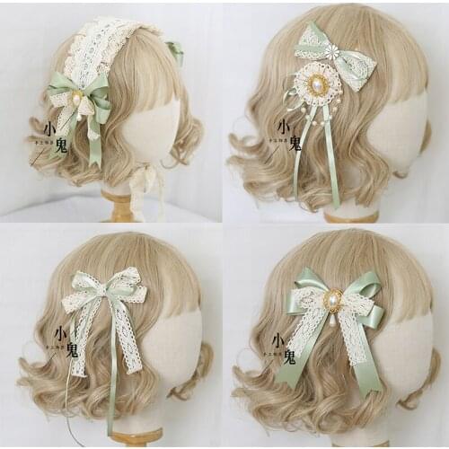 The Original lo niang lace bow hair band 's headdress lolita KC if hair hoop grass color lolita hair accessories
