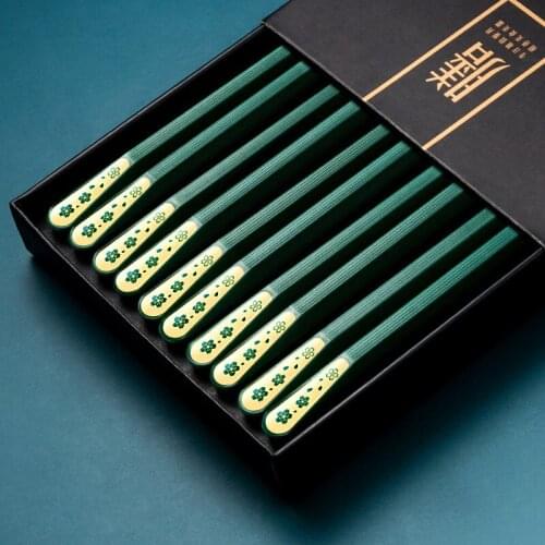 5 Pairs Alloy Stainless Steel Chopsticks Non-slip Eating Reusable Metal Korean Cooking Sushi Food Sticks Cute Chopsticks Set