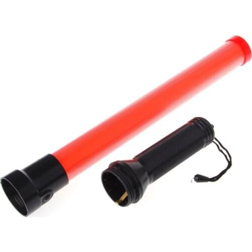 Plastic Traffic Wand Powerful LED Flashlight Torch 3 Modes Strobe Setting