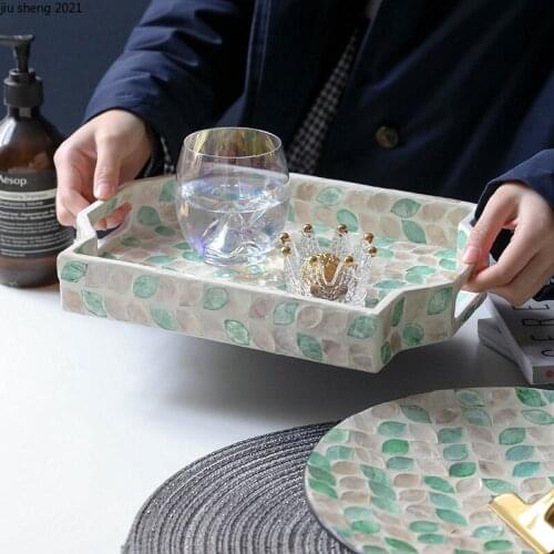 Nordic Color Shell Tray Luxury Wooden Fruit Snack Tray Tea Cup Food Jewelry Cosmetic Storage Display Stand Shell Home Decoration