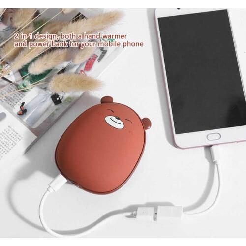 Portable USB Rechargeable Cartoon Hand Warmer Mini Power Bank for Home Office Use Portable Hand Warmer