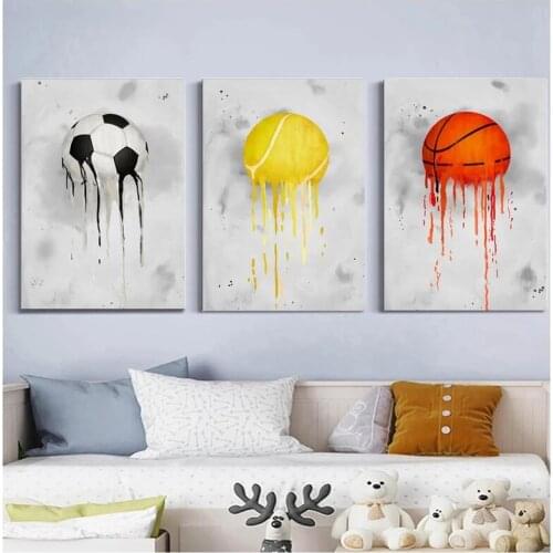Football Basketball Volleyball Tennis Sports Series Posters Canvas Painting Wall Art Pictures Cuadros Boys Room Home Decoration