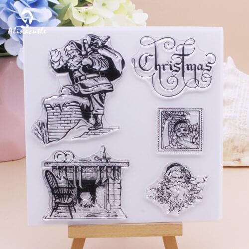 Alinacutle Clear Stamp Vintage Christmas Santa Claus Scrapbooking Handmade Card Paper Craft Rubber Transparent Silicon Stamp