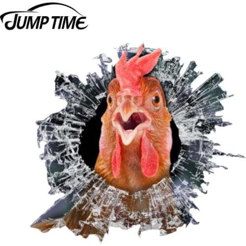 Jump Time 13cm x 12.2cm 3D chicken Reflective Stickers Window Decal Glass Slag Decal Waterproof Car Styling Bird Decals