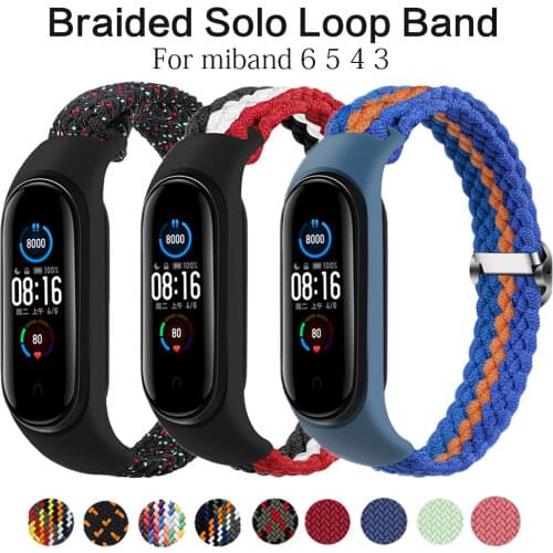 Bracelet for xiaomi mi band 5 4 3 strap braided solo loop Elastic fabric nylon miband Replacement belt correa mi band 6 strap