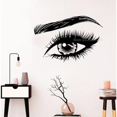 Eyelash Wall Decal Eyelashes Window Vinyl Sticker Beauty Salon Woman Lashes Eyebrows Brows Art Interior Decoration Mural LL2353