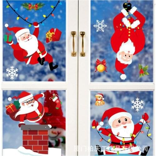 Christmas Sticker Santa Claus Xmas Elk Snowflake Faceless Doll Window Stickers Merry Christmas Feliz Navidad Decor For Home 2022