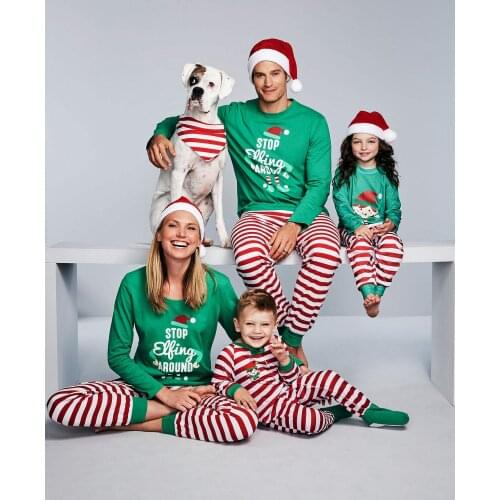 Christmas Family Pajamas Set Family Matching Clothes Xmas Party Clothes Adult Kids Pajamas Set Cotton Baby Romper Sleepwear