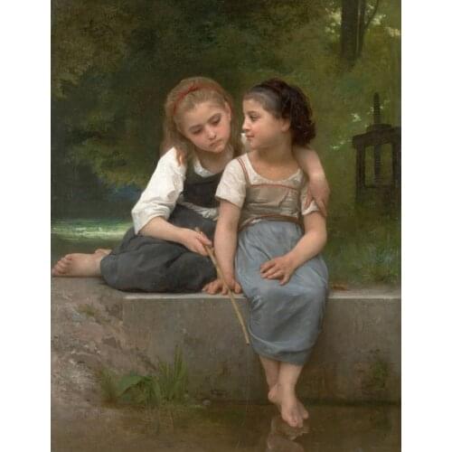 Handmade Oil painting reproduction Fishing for Frogs by William Bouguereau
