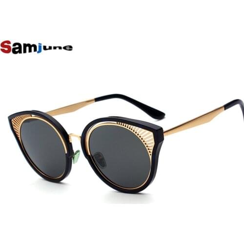 Samjune New Cats Eye Sunglasses Woman Luxury Original sunrun Brand Designer Glasses Vintage Retro Woman Oculos De Sol