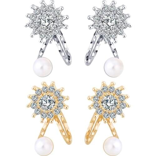 Shellhard / Womens Luxury Crystal Rhinestone Ear Studs Fashion Charms Imitation Pearl Stud Earring Elegant Jewelry