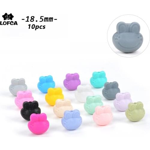 LOFCA 10pcs Frog Silicone Beads Cartoon Silicone Baby Teether Teething Chew Dental Pacifier Clip Necklace Making Newborn Toy