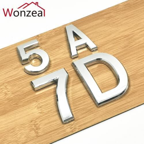 5cm/7cm 0123456789 A to Z Modern Silver Plaque Number House Hotel Door Address Digits Sticker Plate Sign ABS plastic