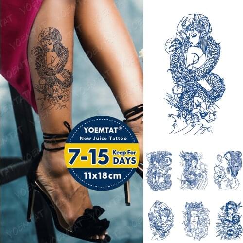 Juice Ink Tattoos Body Art Lasting Waterproof Temporary Tattoo Sticker Prajna Warrior Tatoo Arm Fake Wing Dragon Tatto Women Men