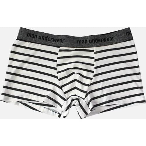 New Underwear Cotton Men Panties High Quality Man Middle Waist Boxers Fashion Stripes Male Shorts European Size Mens Lingerie